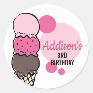 Ice Cream Scoop Birthday Party Sticker
