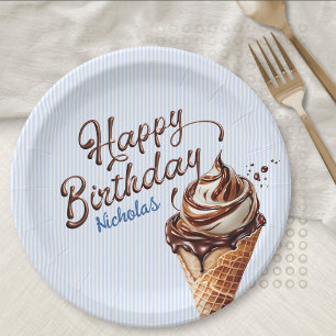 Ice Cream Scoop Boys Birthday Paper Plates
