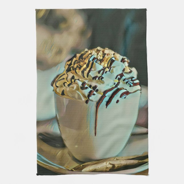 Ice cream scoop chocolate kitchen towel (Vertical)