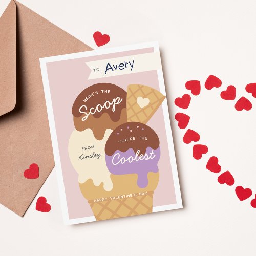 Ice Cream Scoop Classroom Valentines Day Card