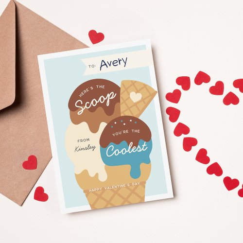 Ice Cream Scoop Classroom Valentines Day Card