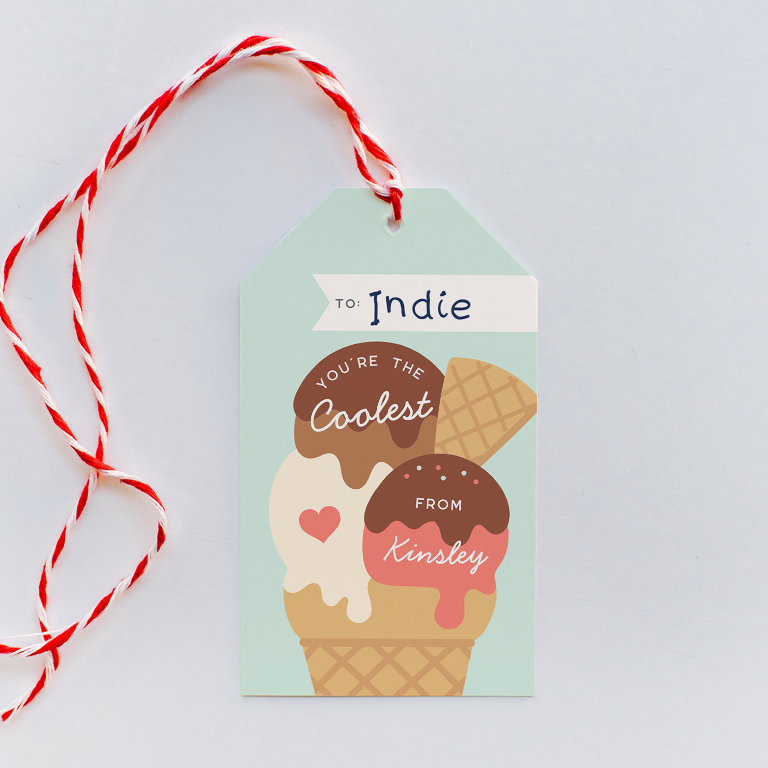 Ice Cream Scoop Classroom Valentine&#39;s Day                    Gift Tags