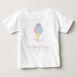 Ice Cream Scoop colorful pastel birthday party Baby T-Shirt