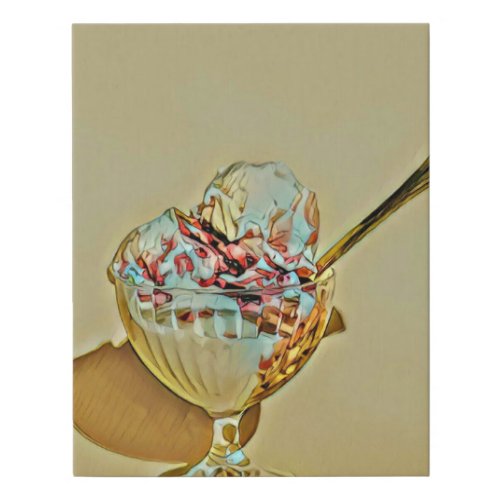 Ice cream scoop faux canvas print