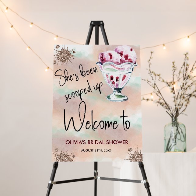 Ice Cream Scoop | Glitter Bridal Shower Welcome Foam Board (In Situ (Stand))