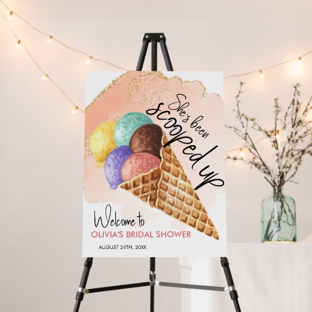 Ice Cream Scoop | Glitter Bridal Shower Welcome Foam Board (In Situ (Stand))