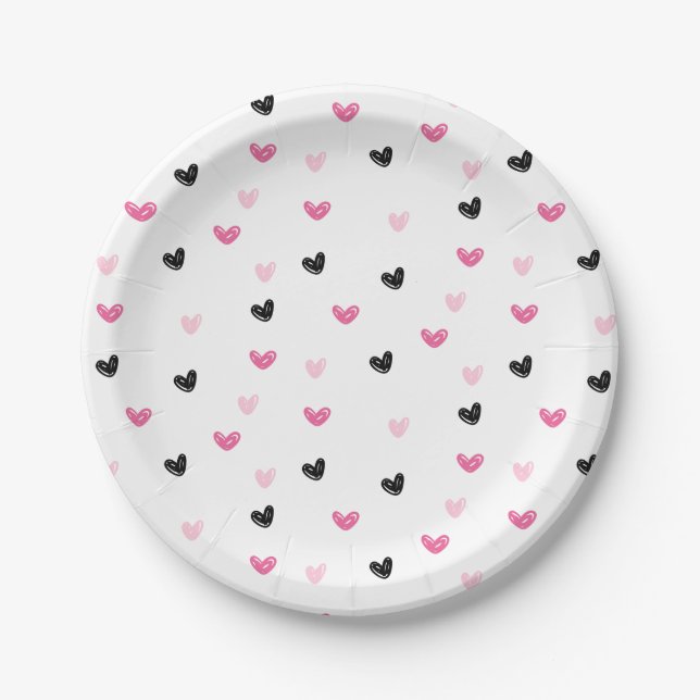Ice Cream Scoop Hearts Birthday Party Paper Plate (Front)