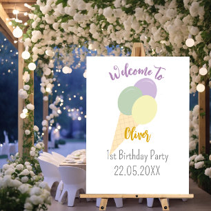 Ice Cream Scoop pastel 1st Birthday party Welcome Foam Board