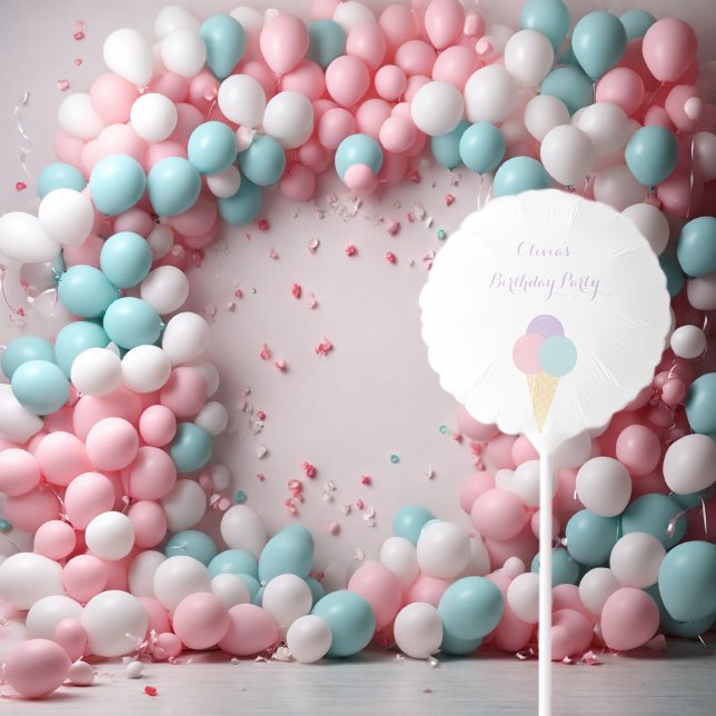Ice Cream Scoop Pastel colorful birthday party Balloon (Creator Uploaded)