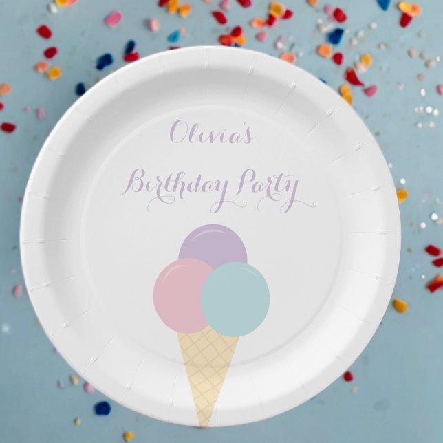 Ice Cream Scoop Pastel colorful birthday party Paper Plates (Creator Uploaded)