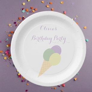 Ice Cream Scoop Pastel colorful birthday party Paper Plates