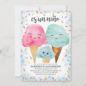 Ice Cream Scoop Sprinkle Spanish Boy Baby Shower Invitation (Front)