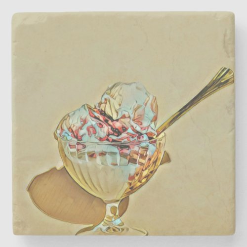 Ice cream scoop stone coaster