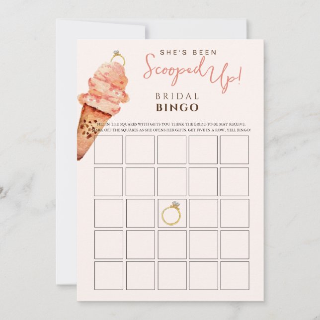 Ice Cream Scooped up Bridal Bingo game Invitation (Front)