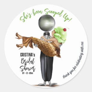 Ice cream Scooped Up Bridal Shower Classic Round Sticker