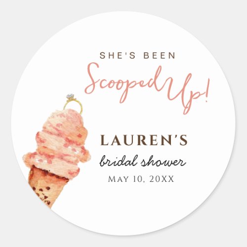 Ice cream Scooped up Bridal Shower Classic Round Sticker