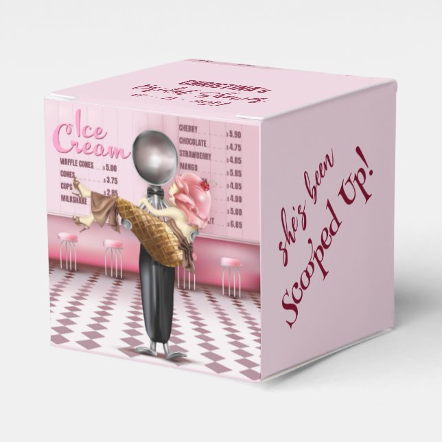Ice cream Scooped Up Bridal Shower Favor Boxes (Front Side)