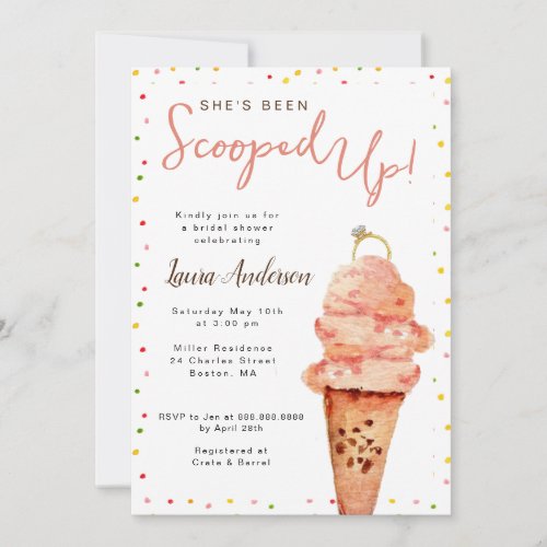 Ice cream Scooped Up Bridal Shower Invitation