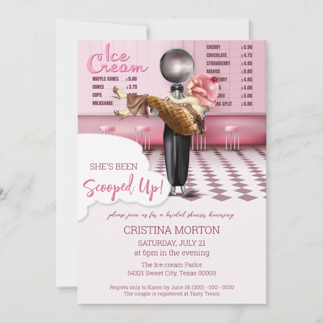 Ice cream Scooped Up Bridal Shower Invitation (Front)