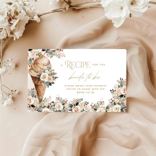 Ice Cream Scooped Up Floral Recipe Bridal Shower Enclosure Card