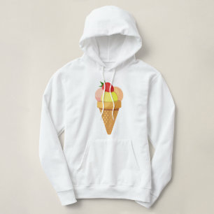Ice cream scoops and strawberry in waffle cone hoodie