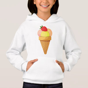 Ice cream scoops and strawberry in waffle cone hoodie