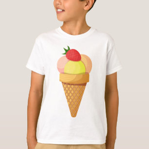 Ice cream scoops and strawberry in waffle cone T-Shirt