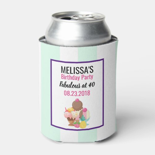 Ice Cream Scoops Birthday Party Can Cooler