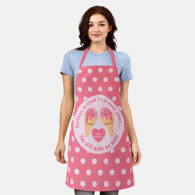 Ice Cream Scoops Cute Romantic Valentine's Day Apron (Worn)