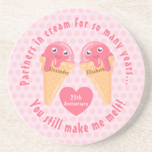 Ice Cream Scoops Cute Romantic Valentine's Day Coaster