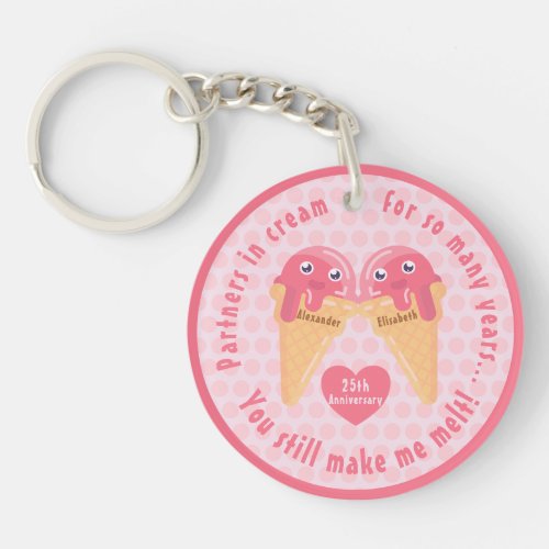 Ice Cream Scoops Cute Romantic Valentines Day Keychain