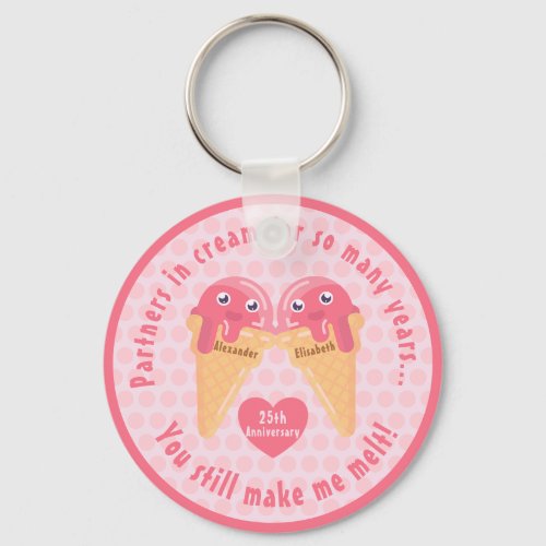 Ice Cream Scoops Cute Romantic Valentines Day Keychain