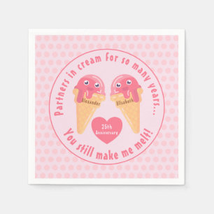 Ice Cream Scoops Cute Romantic Valentine's Day Napkins