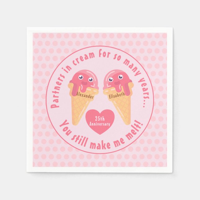 Ice Cream Scoops Cute Romantic Valentine's Day Napkins (Front)