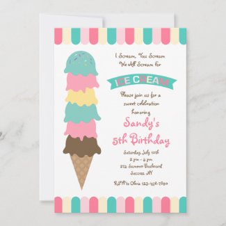 Ice Cream Scoops Invitation