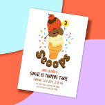 Ice Cream Scoops Kids 3rd Birthday Party Invites<br><div class="desc">Customize 3 Scoops birthday invitation for girl or boy turning three. Ice cream theme invitation for girl or boy 3rd birthday party. Neutral colors for boy's or girl's 3rd birthday party. Abstract cone graphic on the back.</div>