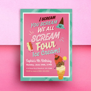 Editable Ice Cream Truck Birthday Invitation I scream You -  Portugal