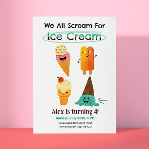 Editable Ice Cream Truck Birthday Invitation I scream You -  Portugal