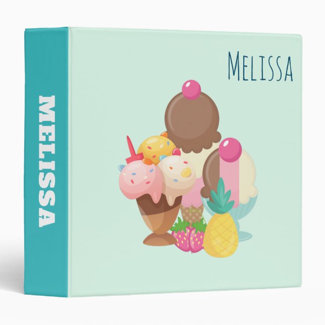 Ice Cream Scoops with Sprinkles 3 Ring Binder (Front/Spine)