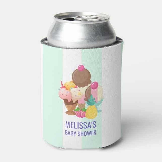 Ice Cream Scoops with Sprinkles Baby Shower Can Cooler (Can Front)