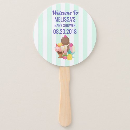 Ice Cream Scoops with Sprinkles Baby Shower Hand Fan