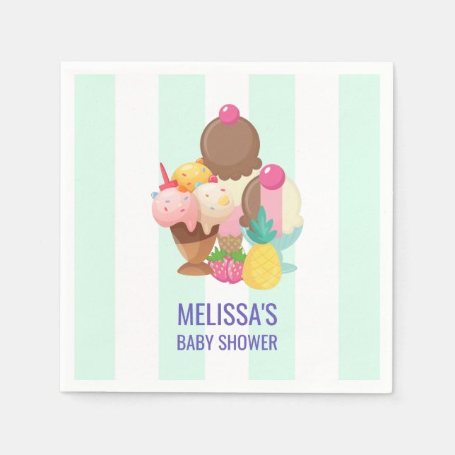 Ice Cream Scoops with Sprinkles Baby Shower Napkins (Front)