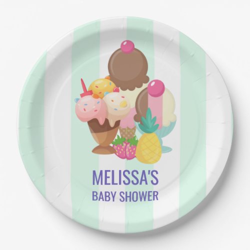 Ice Cream Scoops with Sprinkles Baby Shower Paper Plates