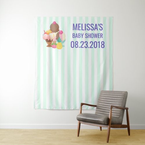 Ice Cream Scoops with Sprinkles Baby Shower Tapestry