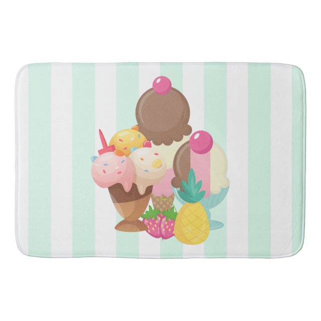 Ice Cream Scoops with Sprinkles Bath Mat (Front)