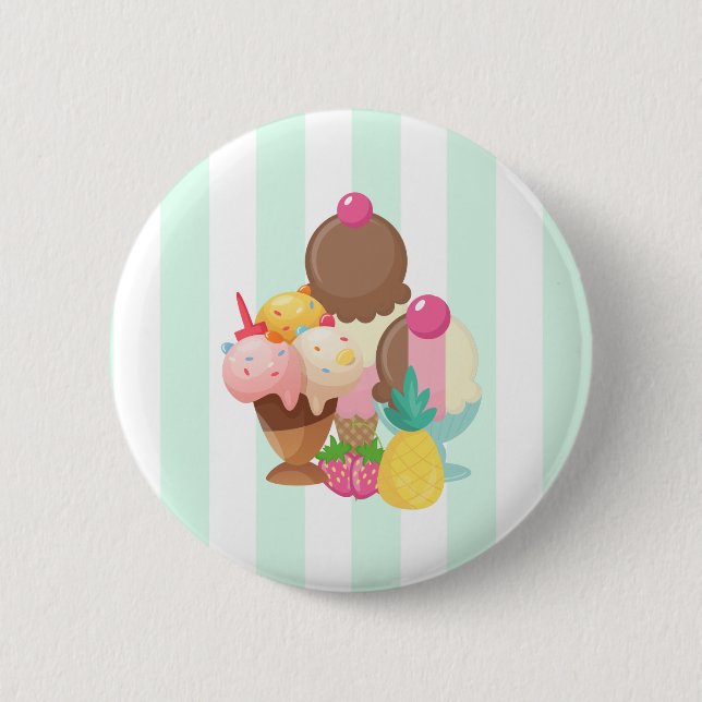 Ice Cream Scoops with Sprinkles Button (Front)