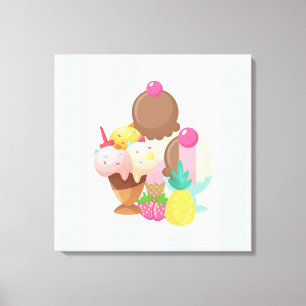 Ice Cream Scoops with Sprinkles Canvas Print