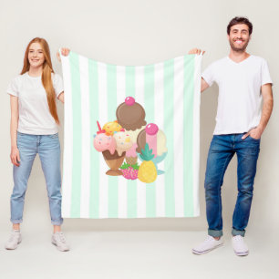 Ice Cream Scoops with Sprinkles Fleece Blanket