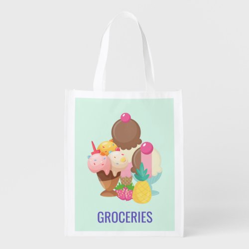 Ice Cream Scoops with Sprinkles Grocery Bag