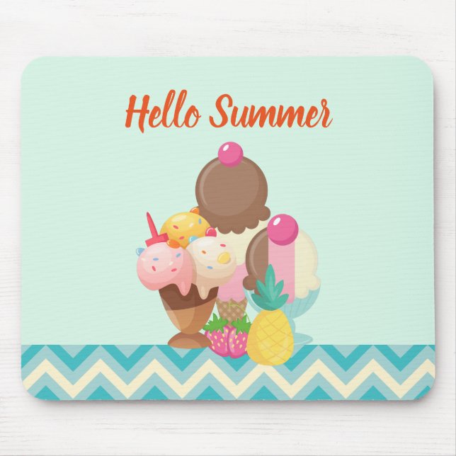 Ice Cream Scoops with Sprinkles Hello Summer Mouse Pad (Front)